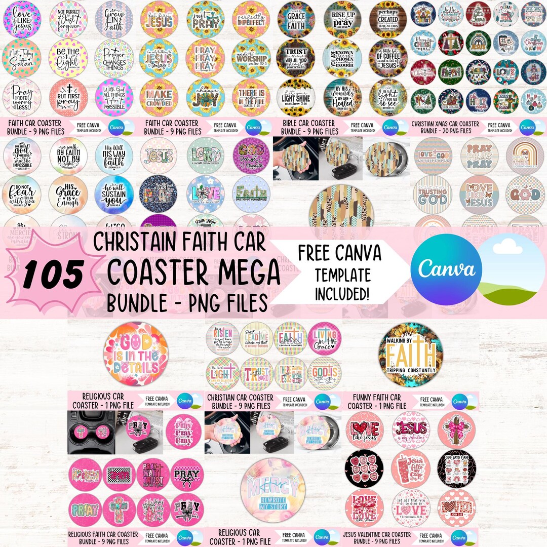 Christian Faith Car Coaster PNG Mega Bundle Religious Coffee Cup Holder ...
