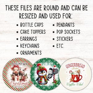 Christmas Car Coaster PNG Mega Bundle Winter Cup Holder Sublimation Designs Santa Claus Round Keychain Set Retro Car Ornament Download image 5