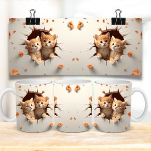Envoltura de taza de gato, diseño de taza de mamá gata de 11 oz y 15 oz, diseño de sublimación de taza de mamá gata, diseño PNG, plantilla de envoltura de taza de gatito, descarga instantánea de archivo digital