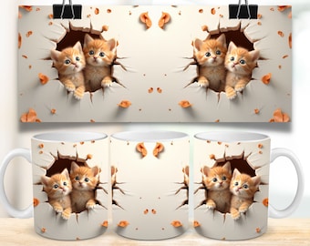 Kat mok wrap kat moeder 11oz & 15oz mok ontwerp kat mama mok sublimatie PNG ontwerp kitten mok wrap sjabloon instant digitaal bestand downloaden