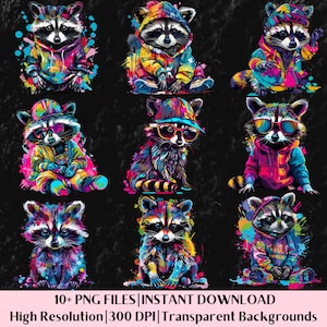 Wasbeer Streetwear Png-bundel Cool wasbeer Tshirt sublimatie ontwerpen wilde stedelijke afbeeldingen Graffiti Street Style Clipart digitale downloads