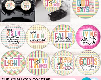 Christian Faith Car Coaster PNG Bundle, Religious Round Sublimation Designs, Bible Verses Keychain Designs (Digital Files Download)