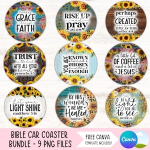 Bundle Faith Car Coaster Png porte-gobelet religieux Sublimation Designs Christian porte-clé PNG Jésus bricolage sous-bock téléchargement de fichiers numériques