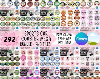Megapaquete de posavasos deportivos PNG, diseños de sublimación para rondas de juego de fútbol, béisbol, fútbol, hockey y llaveros PNG (archivos digitales)