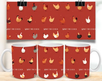 Funny Chicken Mug Wrap, Farm Animal 11oz & 15oz Mug Sublimation Design, Sarcastic Rooster Coffee Cup PNG File (Digital Download)