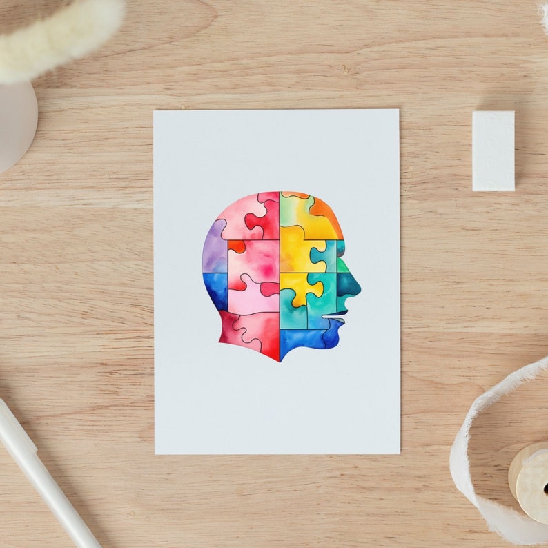 Puzzle Piece Brain PNG Bundle Colorful Brain Clipart Mental Health Png ...