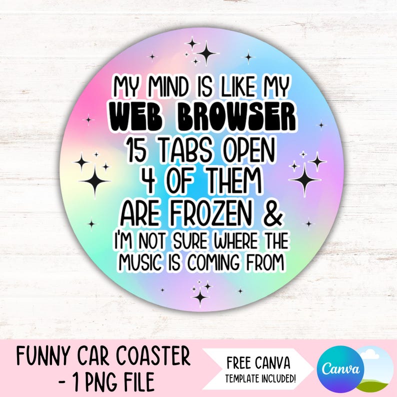 Funny Car Coaster PNG Sarcastic Quote Cup Holder Sublimation Design