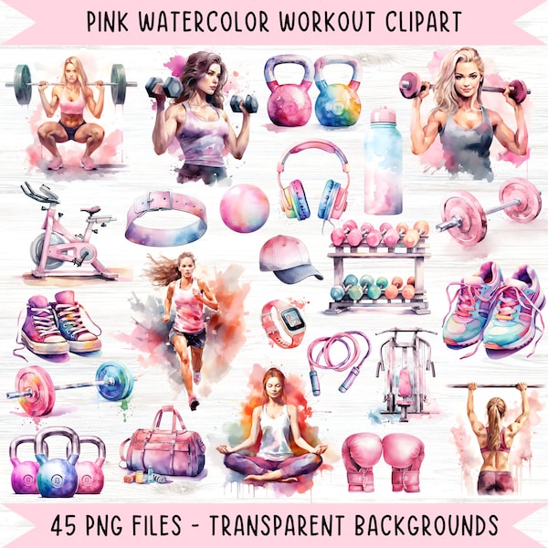 Gym Girl Workout PNG Bundle, Fitness Clipart, Gym PNG Bundle, Workout Graphics, Workout Shirt Png, Exercise Equipment Bundle, Gym Clipart