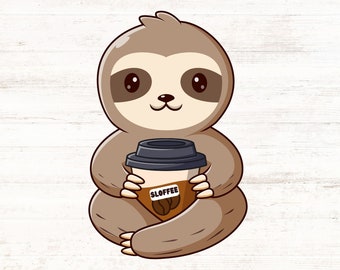 Cute Sloth SVG, Baby Sloth PNG File for Sloth Gift, Sloth Download, Sloth Cut File, Sloth Clipart, Hanging Sloth, Printable Sloth