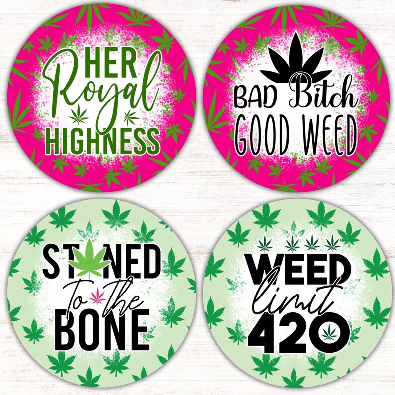 Marihuana auto Coaster PNG bundel wiet bekerhouder sublimatie ontwerpen Stoner meisje sleutelhanger PNG cannabis DIY Coaster digitaal bestand downloads afbeelding 7