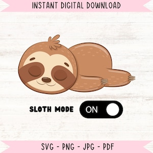 Cute Sloth SVG, Baby Sloth PNG File for Sloth Gift, Sloth Download, Sloth Cut File, Sloth Clipart, Hanging Sloth, Printable Sloth