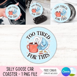 Sous-verre de voiture Funny Goose PNG amateur de café porte-gobelet Sublimation Design matin adulte humour rond porte-clés PNG impertinent sous-bock bricolage fichier numérique