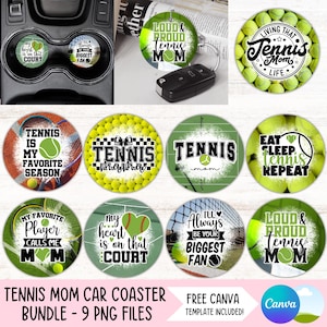 Tennis Mama Auto Untersetzer PNG Bundle Tennis Mama Leben Cupholder Sublimation Designs Tennisspieler Runde Schlüsselbund PNG DIY Untersetzer Digitale Dateien