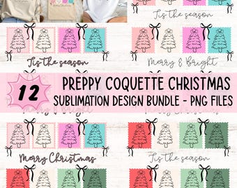 Coquette Christmas Sublimation Designs Bundle, Preppy Xmas PNG Bundle, Cute Girly Christmas Tree PNG, Holiday Graphics (Digital Files)