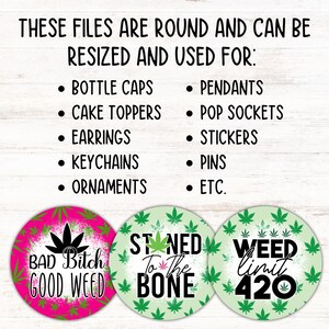 Marihuana auto Coaster PNG bundel wiet bekerhouder sublimatie ontwerpen Stoner meisje sleutelhanger PNG cannabis DIY Coaster digitaal bestand downloads afbeelding 5