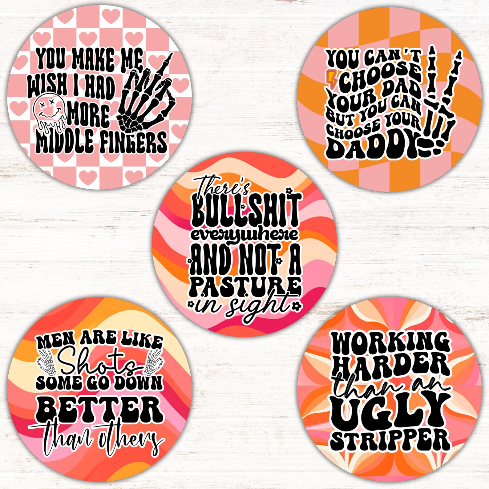 Humor Round Graphics Funny Inappropriate Car Coaster PNG Bundle, Dirty Adult Humor Round ...