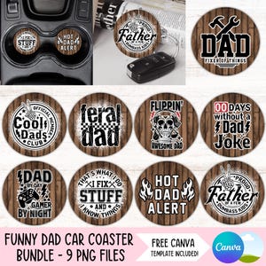 Lustiger Papa-Auto-Untersetzer PNG-Bundle Vatertag Runde Keychain Designs Getränkehalter Sublimations-Designs Papa Geschenk Herren Untersetzer Digitale Downloads