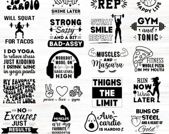 Sarcastic Workout PNG Bundle Exercise Workout SVG Files Funny Gym Motivation Workout Shirt Designs Svg Strong Girl Instant Digital Downloads