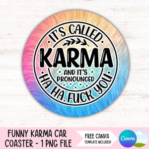 Funny Car Coaster PNG Sarcastic Quotes Cup Holder Sublimation Design Adult Humor Round Keychain PNG Sassy DIY Coaster Digital Files Download