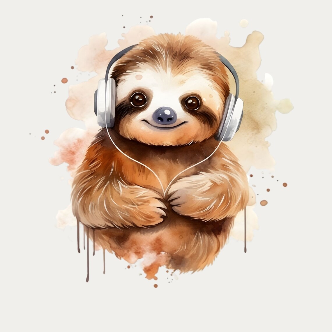 Cute Watercolor Sloth Png File for Sublimation, Floral Animal Sloth ...