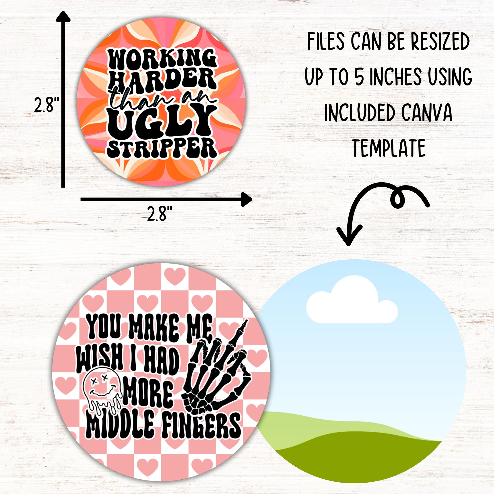 Humor Round Graphics Funny Inappropriate Car Coaster PNG Bundle, Dirty Adult Humor Round ...