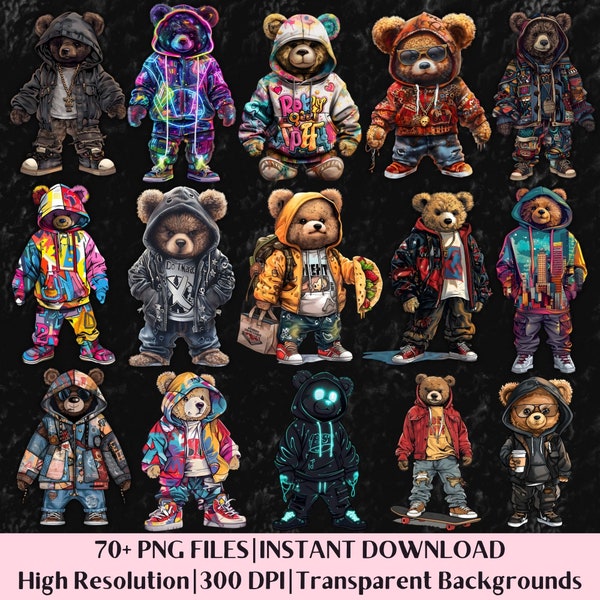 T-shirt Uomo In Cotone Gildan 5000 Con Stampa 'An Urban Teddy Bear' - Nero