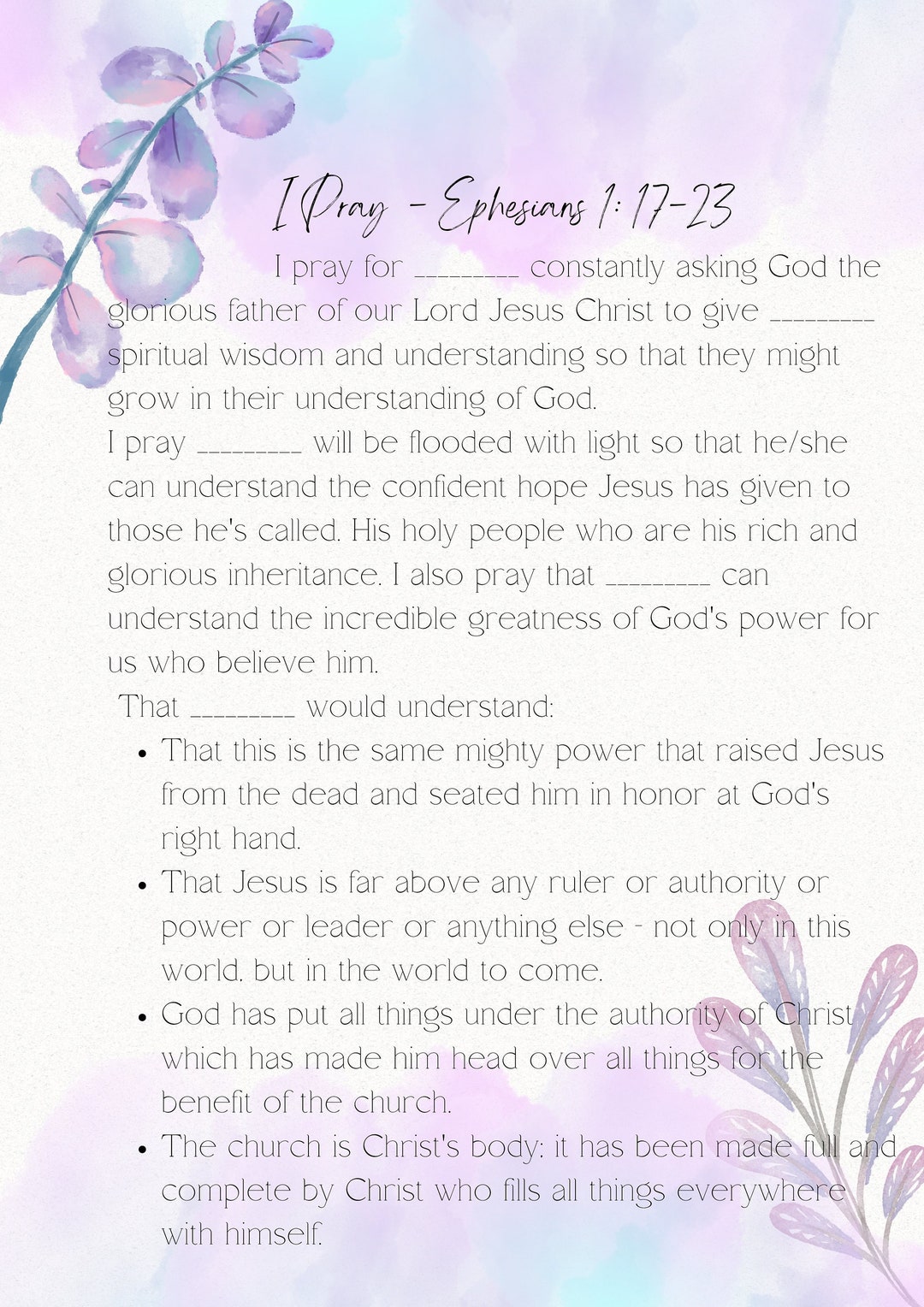 Purple: Ephesians Prayer - Etsy
