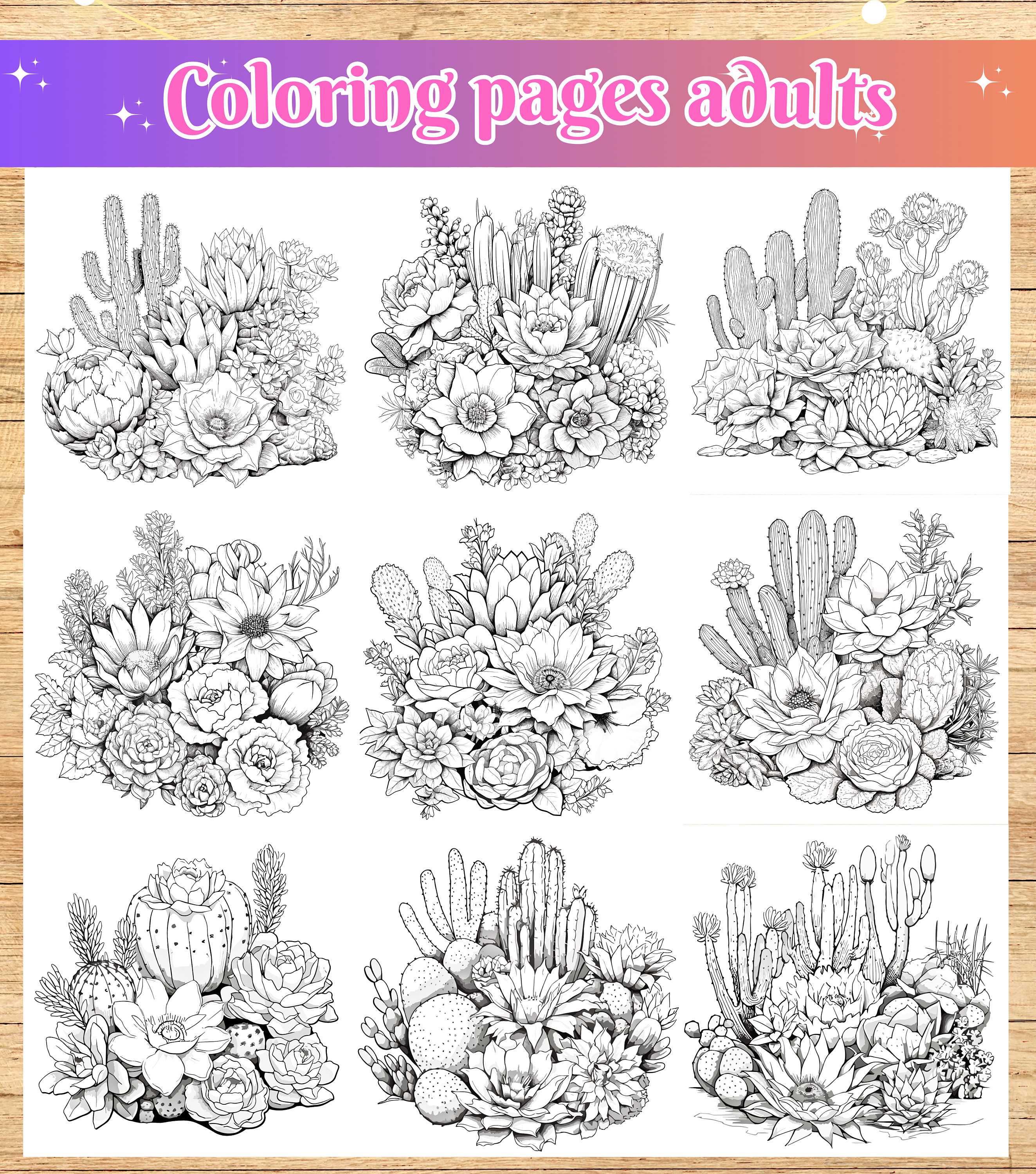 Cactus and Succulent Coloring Pages, Botanical Coloring Pages, Plant ...