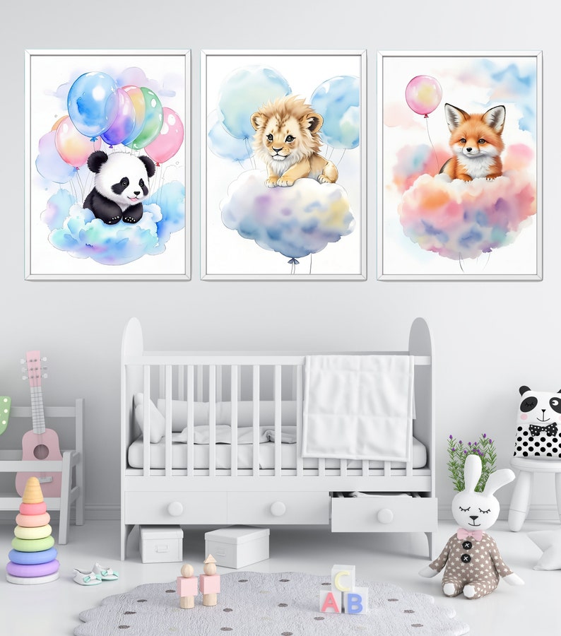 Set of 6 Animal Prints, Baby Room, Baby Room Decor, Safari Nursery