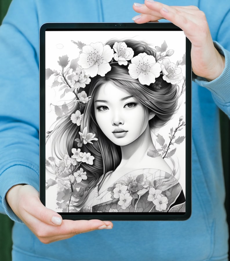 Japanese Woman Coloring Pages, Coloring Book, Asian Coloring, Kimono ...