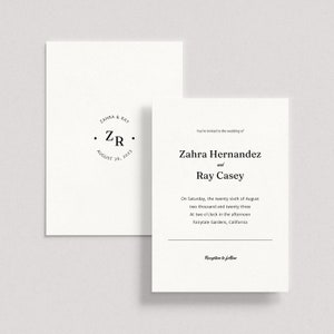 Wedding Invitation |  Simple Wedding Invitation Template | Elegant | Classic | Editable | Printable | Canva | Instant Download - Zahra