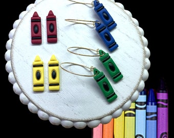 Teacher Appreciation Earrings | Teacher Clay Earrings | Teacher Gifts | Crayon Earring | Stud Earrings | Teacher Dangle | Teacher Hoops