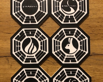 Lost TV Show Dharma Station Logo Coasters - 3D Printed