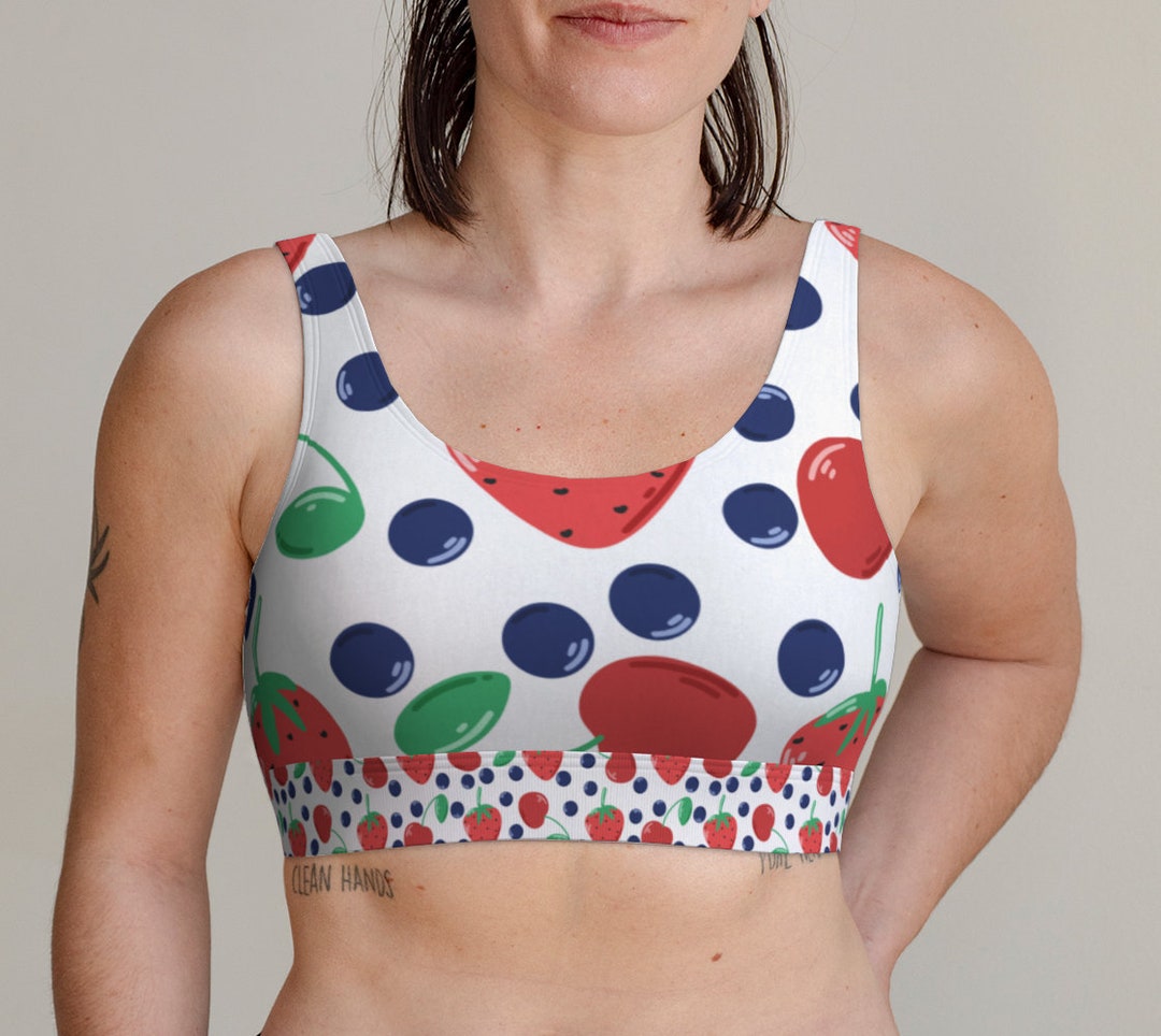 fruit-strawberry-sports-bra-for-women-girls-etsy