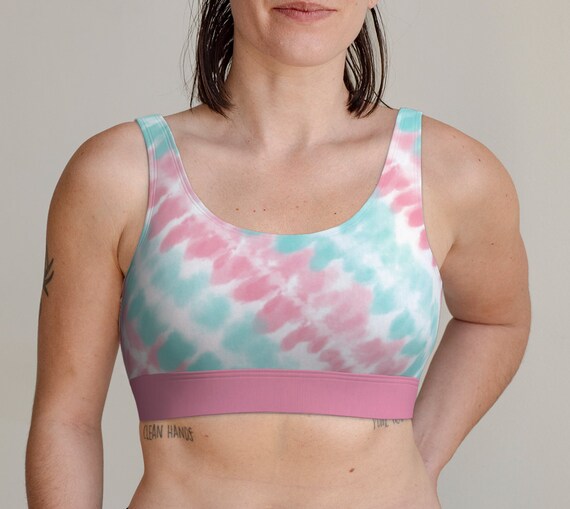 Sports Bra for Women Girls Comfortable Top light pink light blue tie dye  sports bra