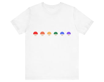 Regenbogen Pilz T-Shirt: Cottagecore Graphic Tee für Naturliebhaber