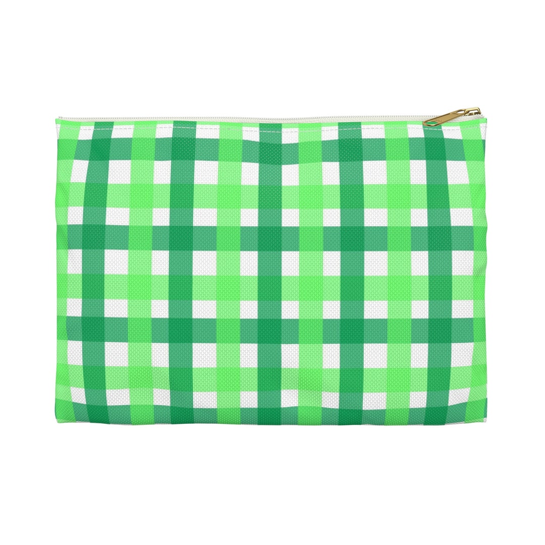 Travel Bag Accessory Pouch Green Plaid Squares Travel Bag Pouch Pencil Case Cosmetics Toiletry