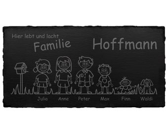 Ab EUR 19,95: Familienschild Türschild aus Schiefer mit individueller Gravur