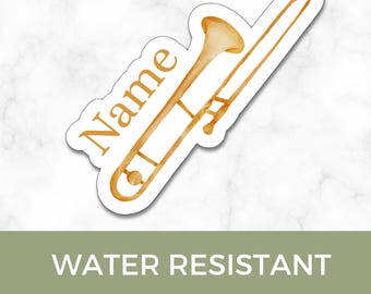 Personalized Trombone Sticker: Water-Resistant Decal for Musicians