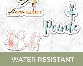 Dance Sticker Bundle: Ballet, Pointe, Acrobatics - Water Resistant Decals