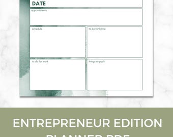Entrepreneur Planner PDF: Business Owner Efficiency Page (Printable Digital Download) First Edition