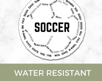 Pegatina para botella de agua de fútbol: calcomanía deportiva resistente al agua