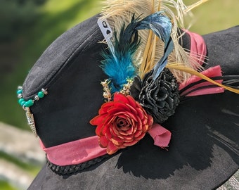Custom designed Floppy Hat. New, black with embellishments as seen in photo. Great idea for a Cinco de Mayo celebration or concert.