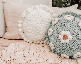 CROCHET PATTERN-Daisy Puff Pillow