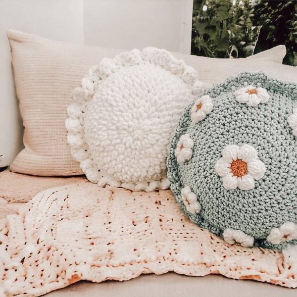 CROCHET PATTERN-Daisy Puff Pillow