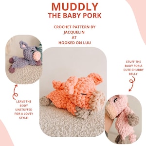 CROCHET PATTERN-PDF-Muddly the baby pork, crochet pig, crochet toy, crochet baby gift, crochet lovey, crochet snuggler, crochet plushie.
