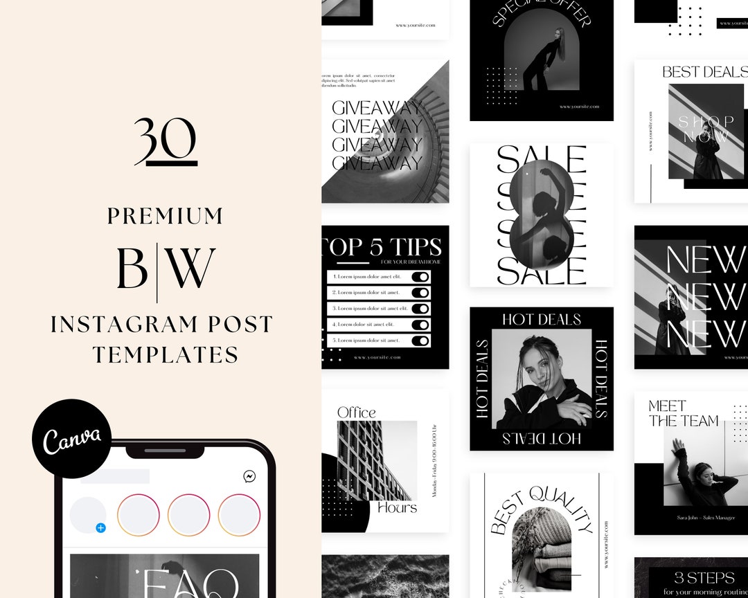 Black and White Instagram Templates Social Media Templates Canva