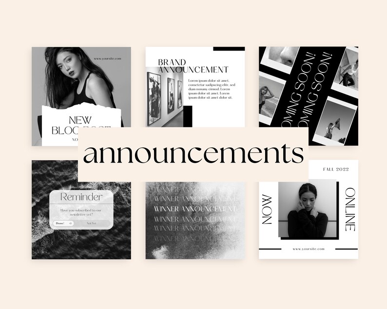 Black and White Instagram Templates Social Media Templates Canva