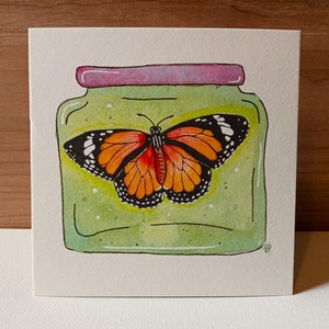 Watercolor and Ink Monarch Butterfly Print