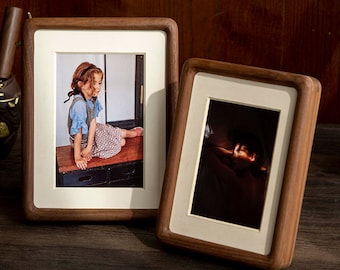 Cadre photo en bois de noyer, grand support de cadre photo, cadre photo de bureau en bois, cadeaux de 5e anniversaire, cadeau de mariage, cadre photo, cadeaux de Noël
